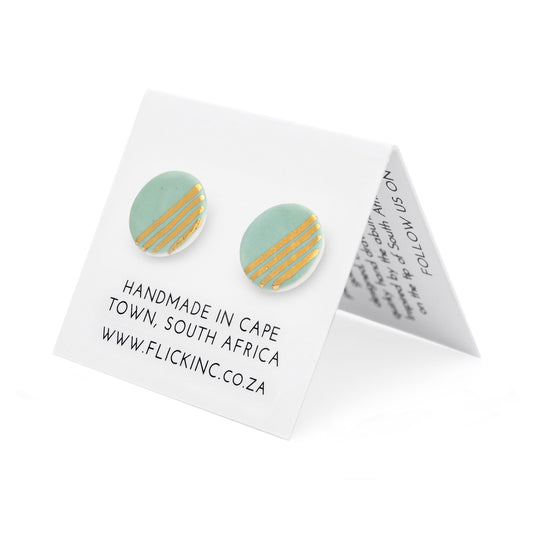 Porcelain Stud Earrings – Golden Moon Reflection