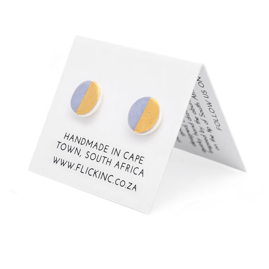 Porcelain Stud Earrings – Pastel & Gold Half-Moon