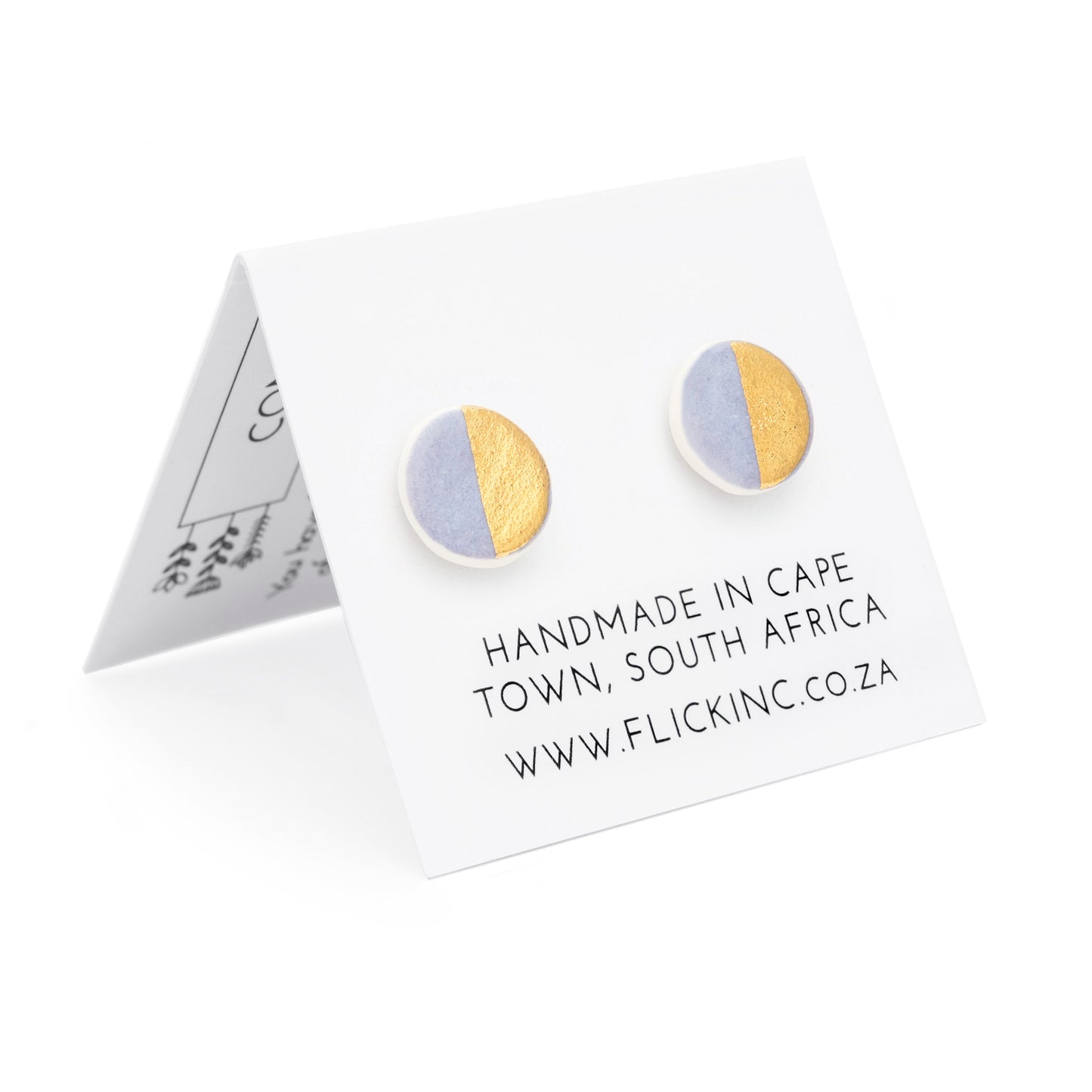 Porcelain Stud Earrings – Pastel & Gold Half-Moon